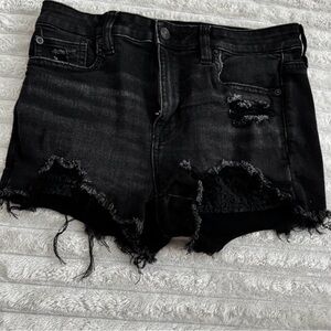 American Eagle Outfitters Black Distressed Denim Shorts
